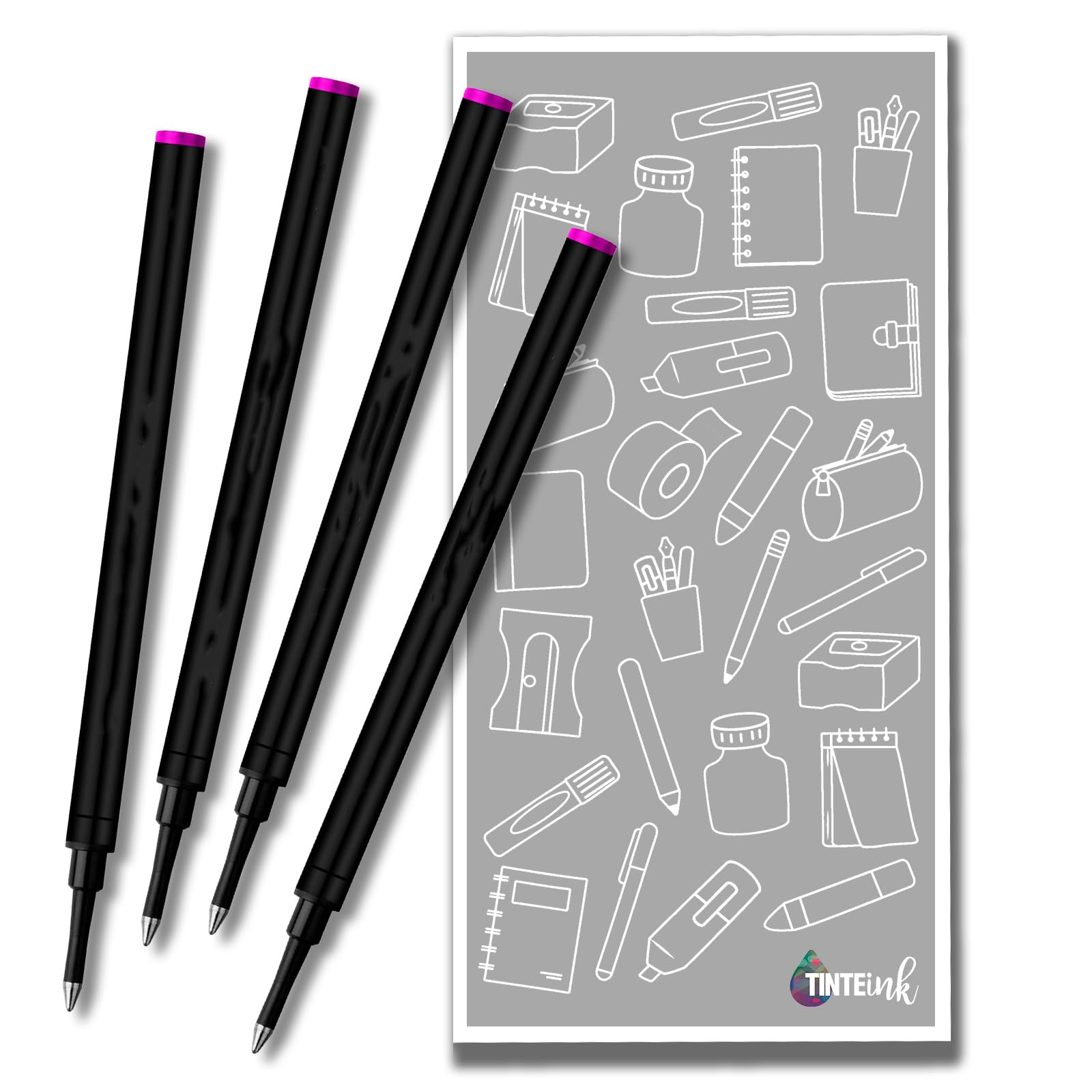 Rollerball Refill Medium 0.7 mm Compatible with Schmidt 888 Pen Refills and Other pens Choose Colour and Quantity with Tinte ink Envelope (Magenta, 4)