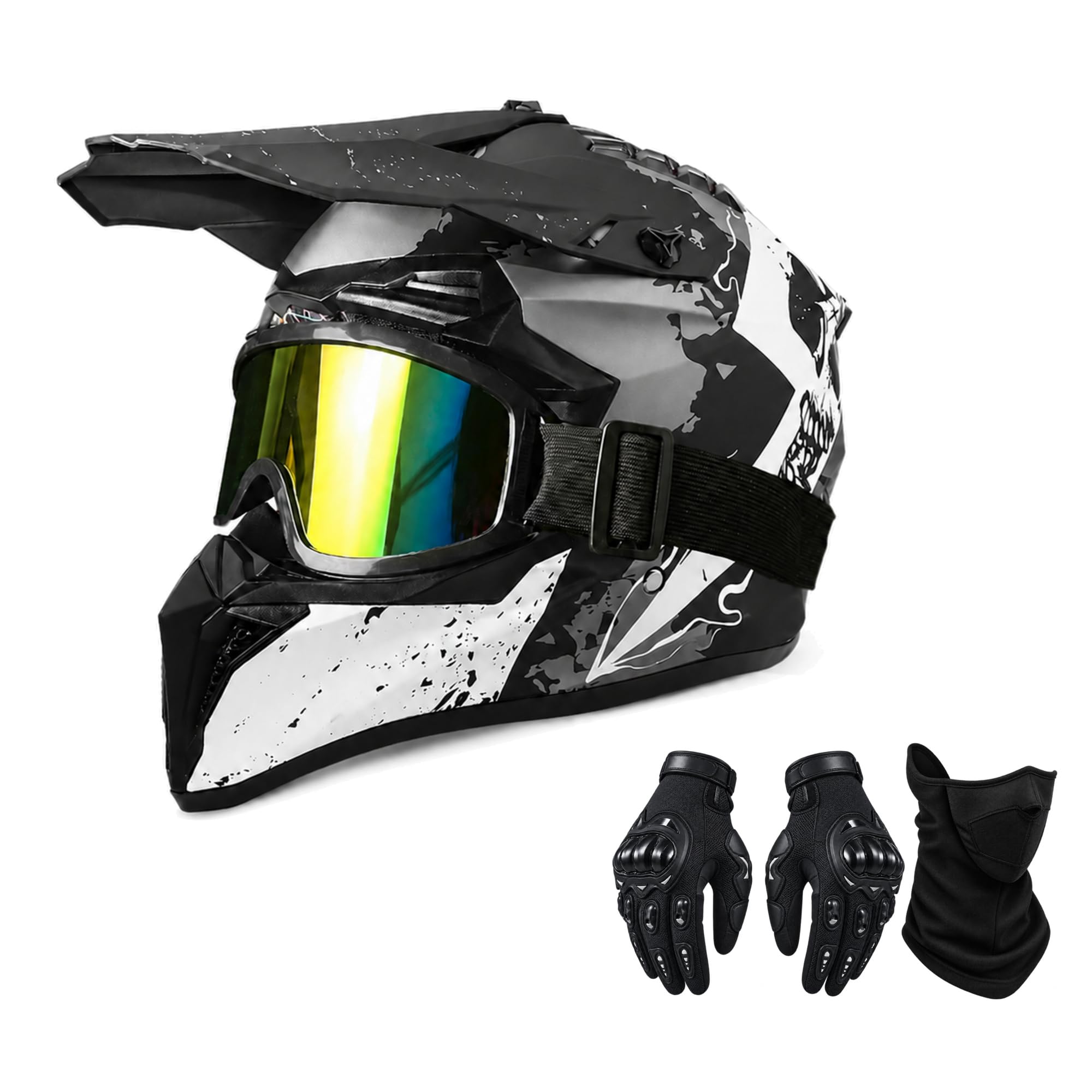 Casco Motocross Adulto con Gafas Kit 4 Piezas