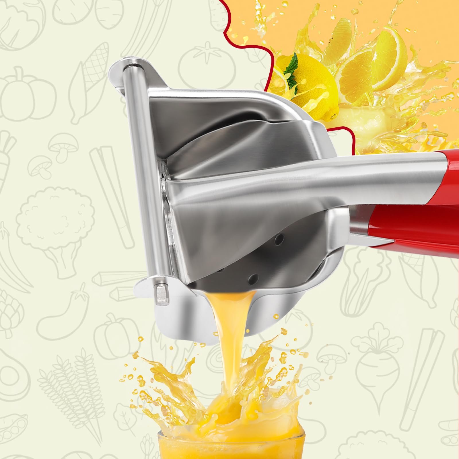 BAKPOCO Exprimidor de limón de acero inoxidable, grande, manual, exprimidor de cítricos, exprimidor manual de zumos de frutas, exprimidor para naranja y lima