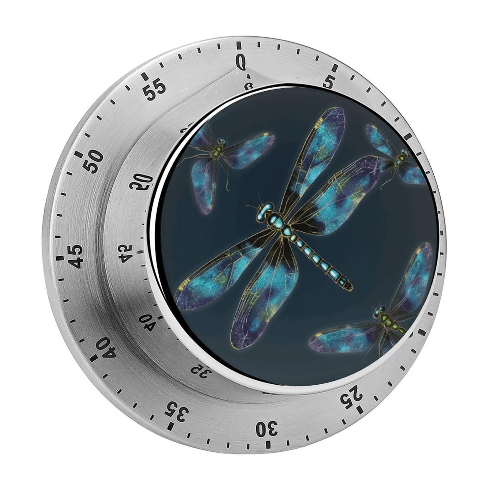 Dragonfly Timers Kitchen Chef Cooking Timers Portable Countdown Alarm Loud Countdown Clock Waterproof Stainless Steel Timer Compact 60-Minute Mechanical Timer Daily Use