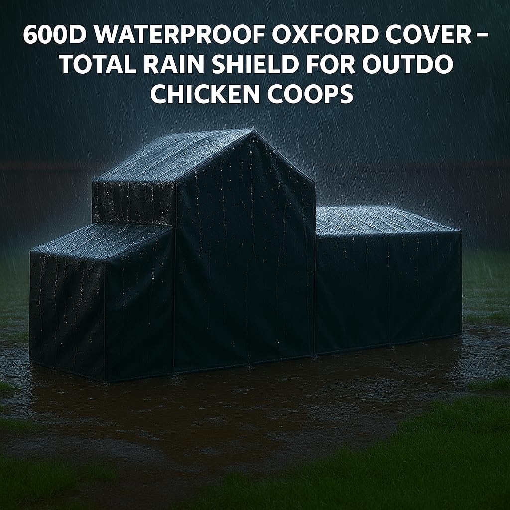 Chicken Coop Cover for Winter Waterproof for Outdoor 600D Oxford Small Chicken House Cage Cover with Zipper Doors (Fits 82" Lx 22" W x 46" H,Roof 28" W) Suitable for Duck Coop and Rabbit Coop