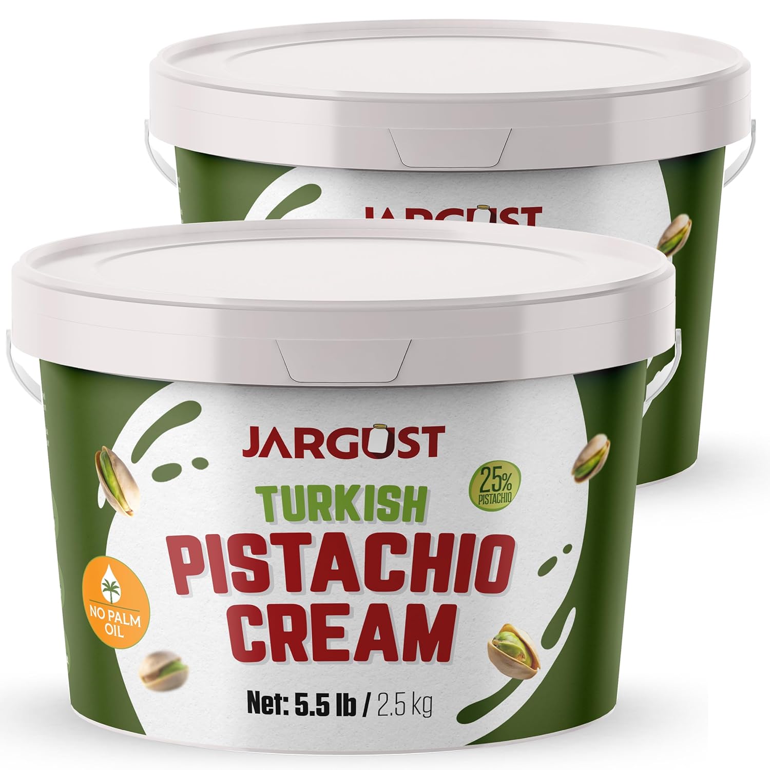Bulk Pistachio Cream Spread 11 LB, (5 kg) – Premium Turkish Pistachio Butter, Perfect for Dubai Chocolate Bar, Gourmet Paste for Desserts, Breakfast & Indulgent Treats, 2 Packs