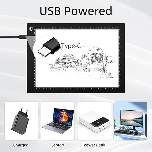 Miniatura 5 de El juego de regalo de dibujo incluye tablero de luz LED A4 y tableta de escritura, almohadilla de luz de seguimiento ultrafina, caja de dibujo de