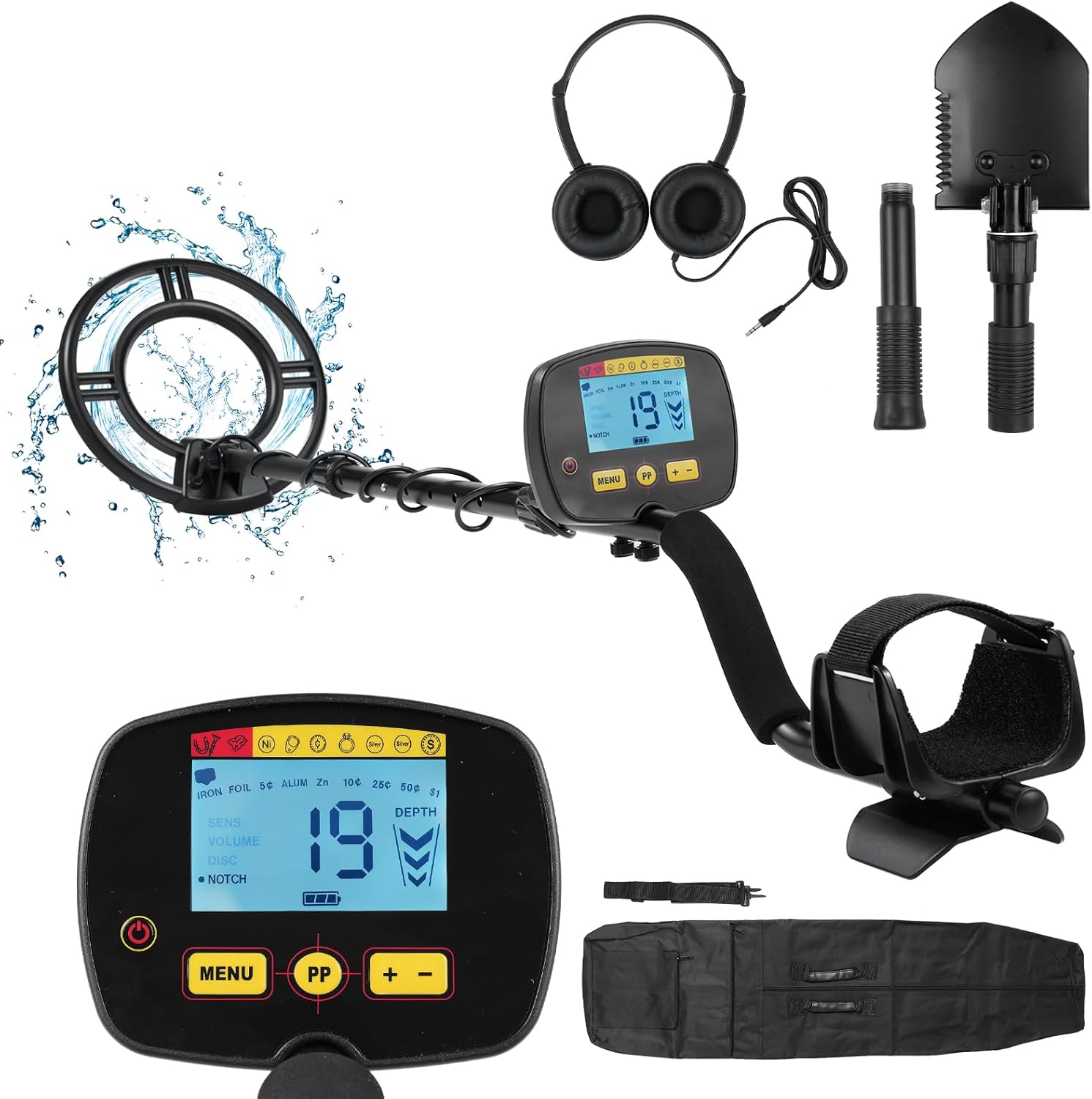 Weytoll Metal Detector for Adults Professional High Sensitivity Waterproof Search Coil 4 Adjustable Modes LCD Backlight Display Pinpoint Function Ideal for Gold Detection