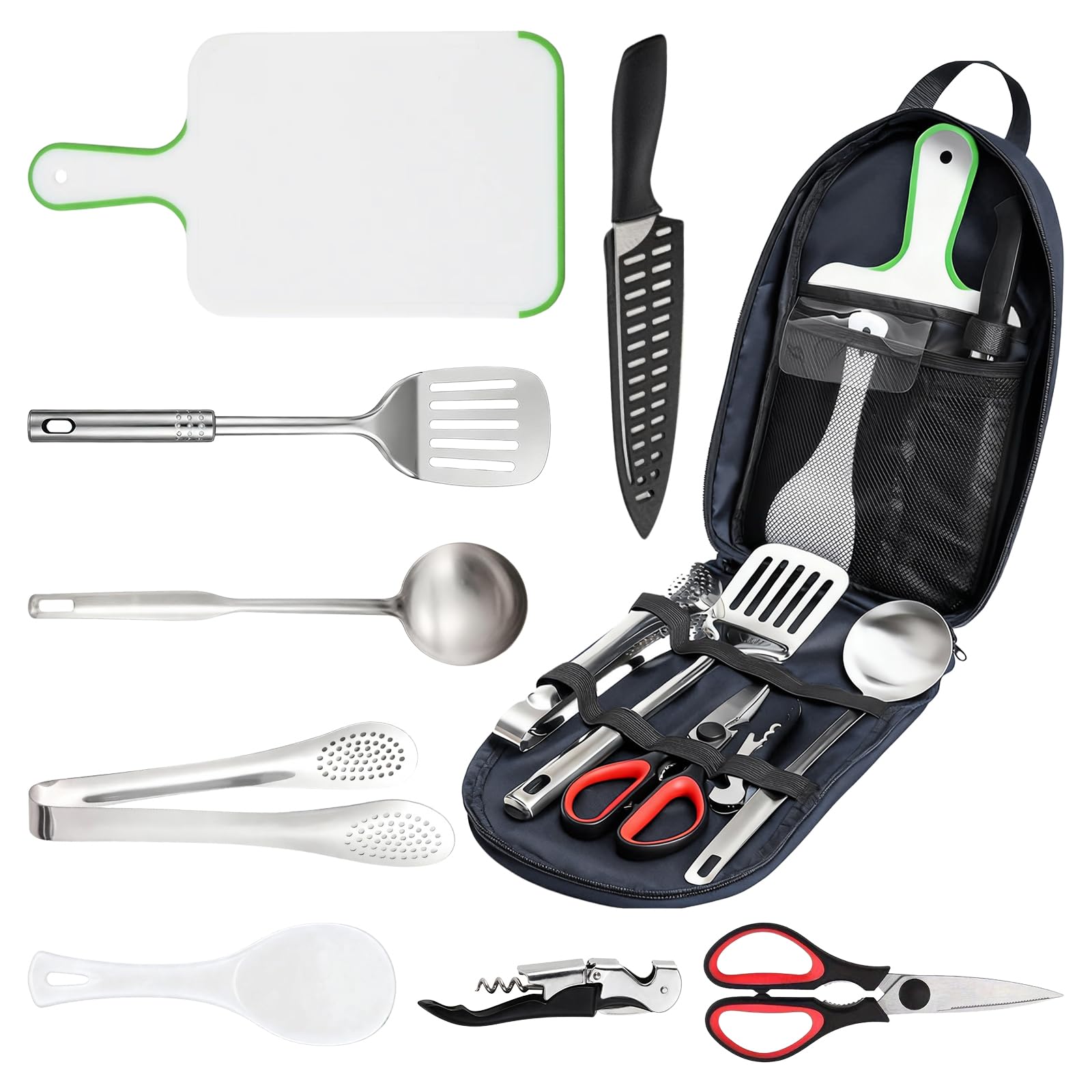 Camping Cooking Set Essentials Accessories for Tent, Camping Travel Accessories Cooking Essentials, Kitchen Gadgets Utensils Equipment for Gift (9 Pcs)