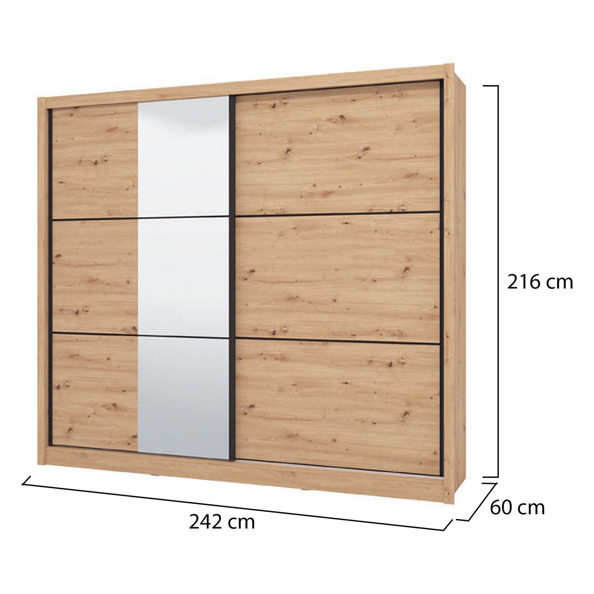 Dmora Guardaroba 2 Ante Hamiha 242x216h cm Marrone Rovere Nodi Appendiabiti 9 Ripiani, Armadio Camera da Letto 2 Ante