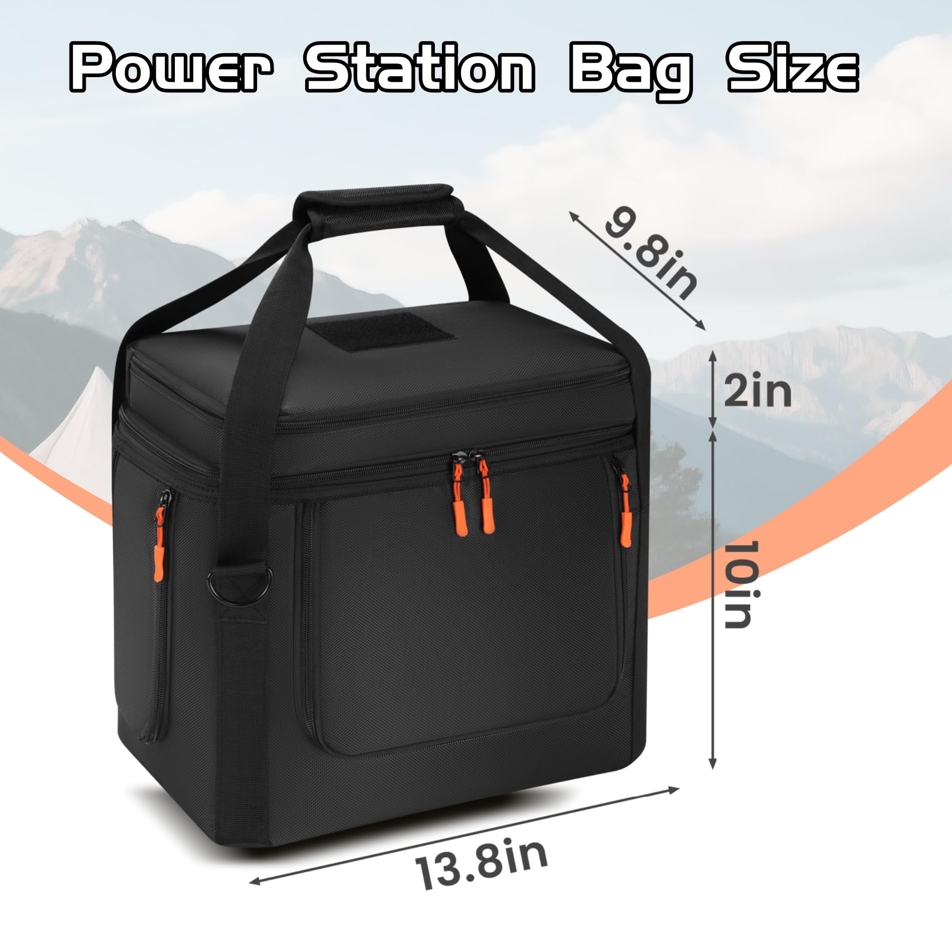 Tragbare Powerstation-Tasche kompatibel mit Anker SOLIX C1000/C800/C800 Plus - Schnellzugriff-Tragetasche mit Schultergurt und mehreren Taschen (Schwarz)