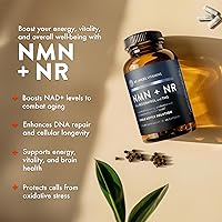 Vista 3 de Mt. Angel Vitamins Suplemento NMN + NR con resveratrol y TMG, precursores duales de NAD+ para energía celular y envejecimiento saludable, 60 cápsulas