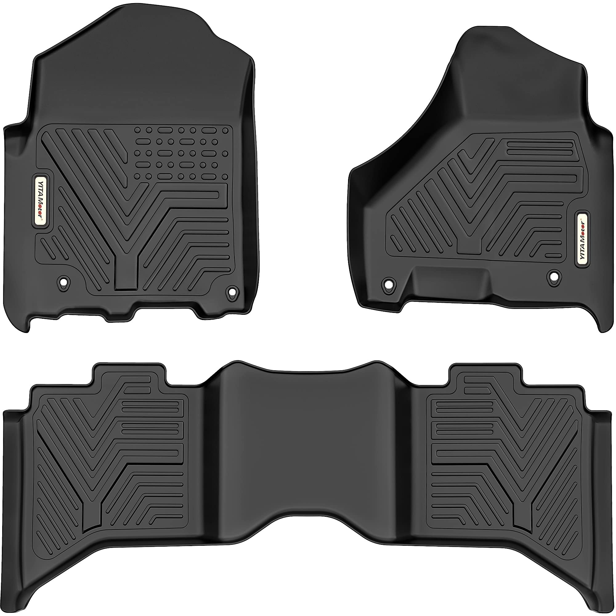 YITAMOTOR Floor Mats Compatible with Ram, Custom Fit Floor Liners for 2019 Ram 1500 Classic Crew Cab, 2012-2018 Dodge Ram 1500/2500/3500 Crew Cab, 1st & 2nd Row All Weather Protection, Black