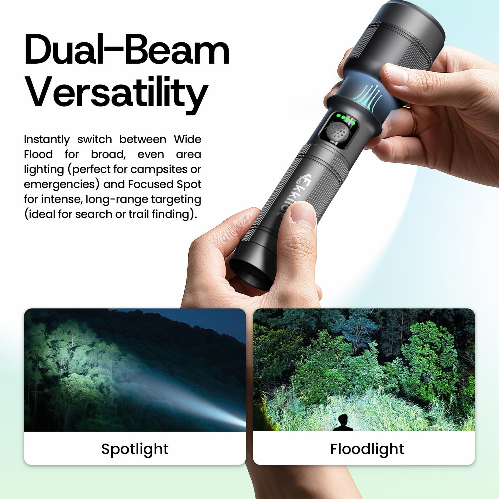 Linterna LED recargable de alta potencia, luz flash de aluminio superbrillante con estroboscópico de emergencia, modos de iluminación duales, zoom, IPX5 resistente al agua para exteriores y