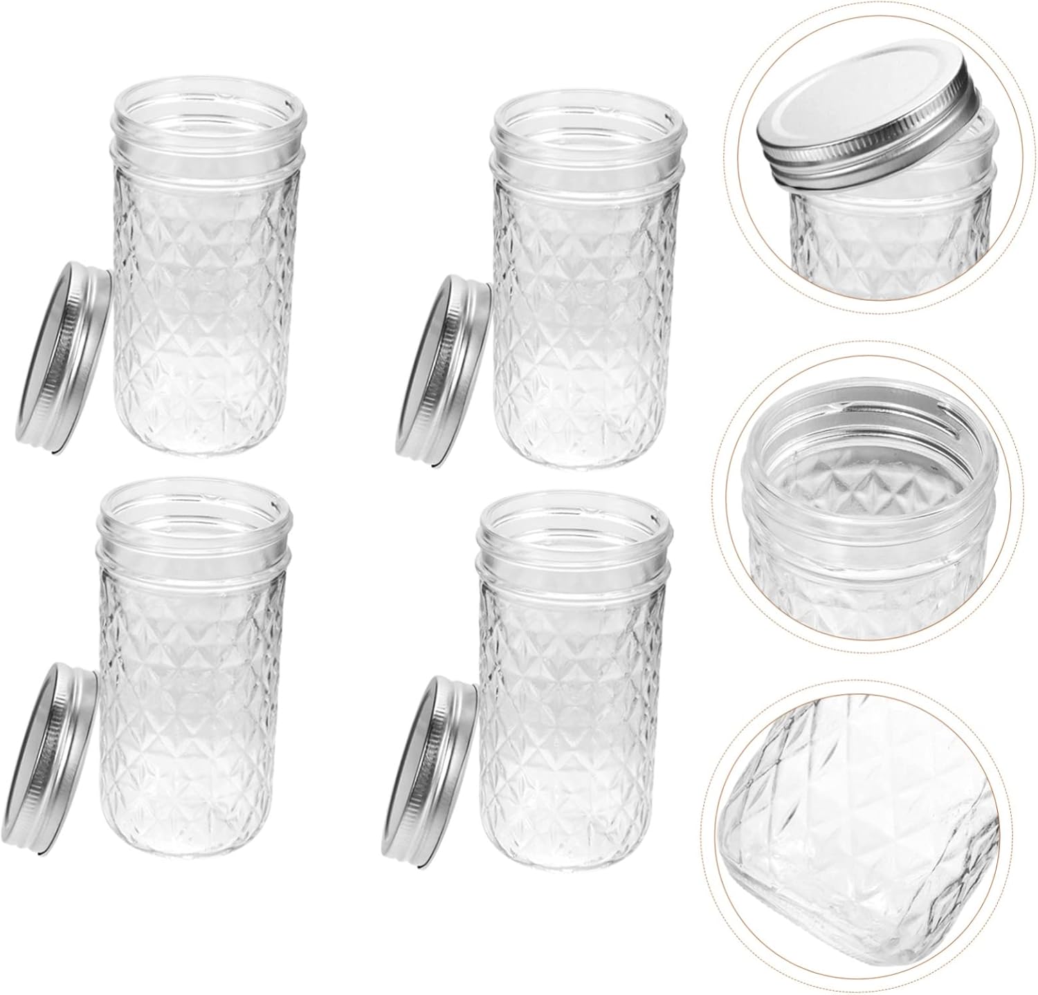 4pcs Sealed Glass Storage Jars for Jam Honey and Condiments Airtight for Easy Viewing for Kitchen Organization and Giving