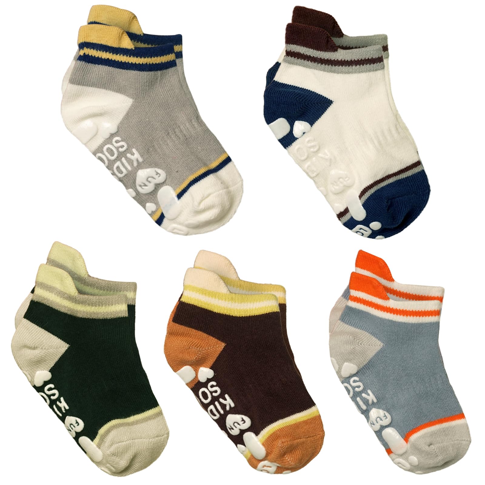 WEAPRIL Baby Non Slip Grip Ankle Socks for 6 Months-5 Years Infants Toddlers Kids Socks Boys Girls 5 Pairs