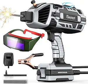 Portable Welding Machine 110V with Auto Darkening Goggles: Handheld IGBT Inverter ARC Welder Gun Stick Welder - 6 Variable Current Adjustment for 3/32"-1/8" Rods and DIY, Professional Use,Repair(Grey)