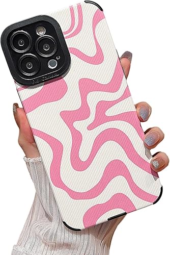 Miniatura 7 de MINSCOSE Funda compatible con iPhone 13 Mini, diseño de patrón de rayas de cebra ondulada, piel sintética suave de silicona fina, funda protectora a