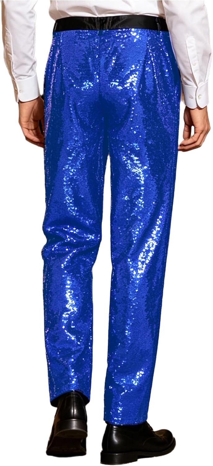 Men Stage Performance Pants Metallic Shiny Suit Trouser for Festive Celebrations Choir Concerts
