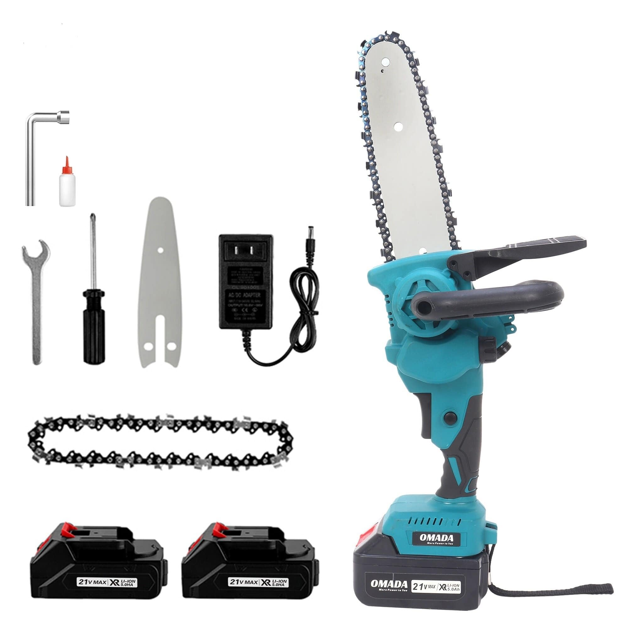 Omada Electric chainsaw - One-Hand Power and Portable 8 inches with SECURITY LOCK for 21V 5.0AH 2 batteries (3-4 hours) for tasks without interruptions for Tree Trimming and Branch Wood Cutting (B0B88W44L8) Amazon Price History, Amazon Price Tracker