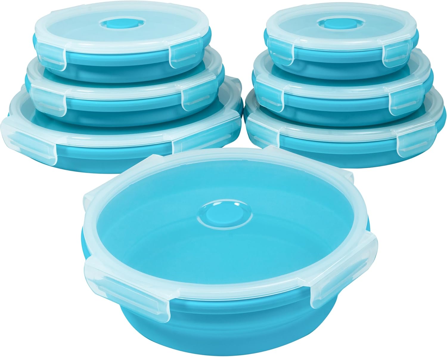 Plus 6PCS Foldable Silicone Food Storage Containers for Kitchen Storage for Leftovers Fruits and Meal Prep Dishwasher Safe Microwave Safe Ideal for Home and Travel (grey, round)
