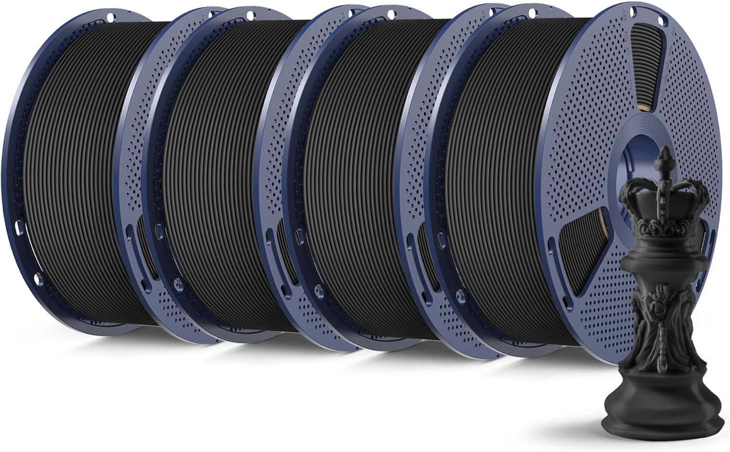 SUNLU High Speed Matte PLA Filament 4KG, Up to 600mm/s Fast 3D Printer Filament Bundle, Smooth PLA Matte Filament Fits Most FDM 3D Printers, 1KG Reusable Spool 4 Packs, Matte Black*4