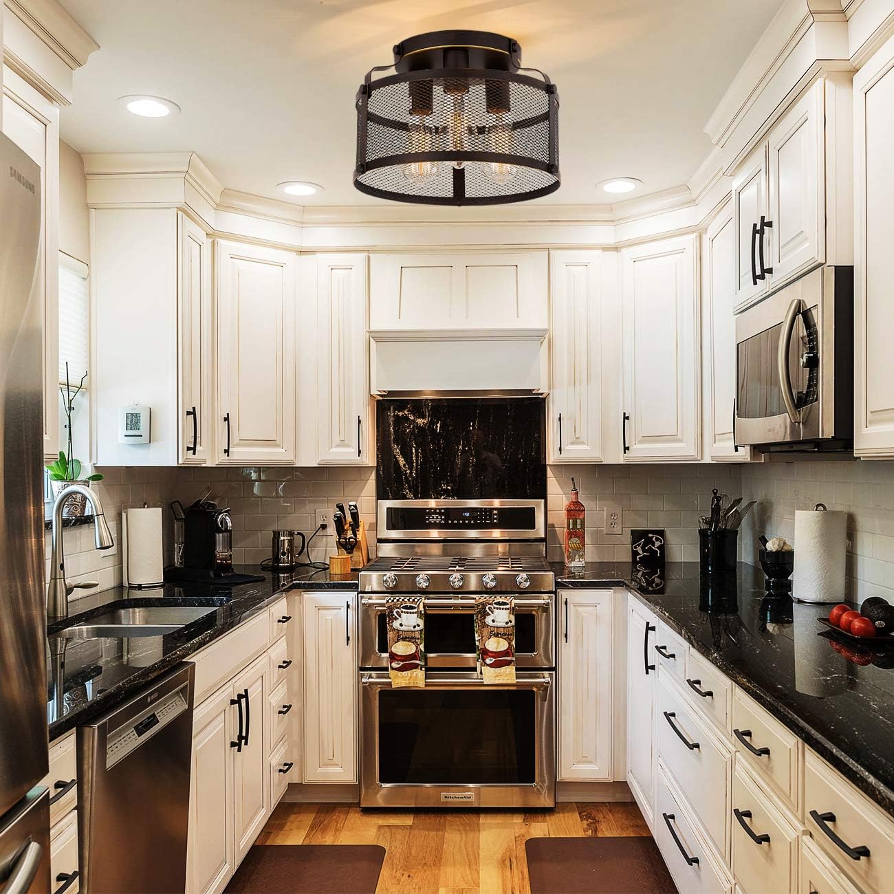 Up To 40% OFF Sophisa Semi Flush Mount Ceiling Light Fixture,13 Inches Ceiling Lamps for Bedroom,Vintage Black Kitchen Chandeliers,for Hallway Living Room Dining Room Hallway Balcony Aisle.