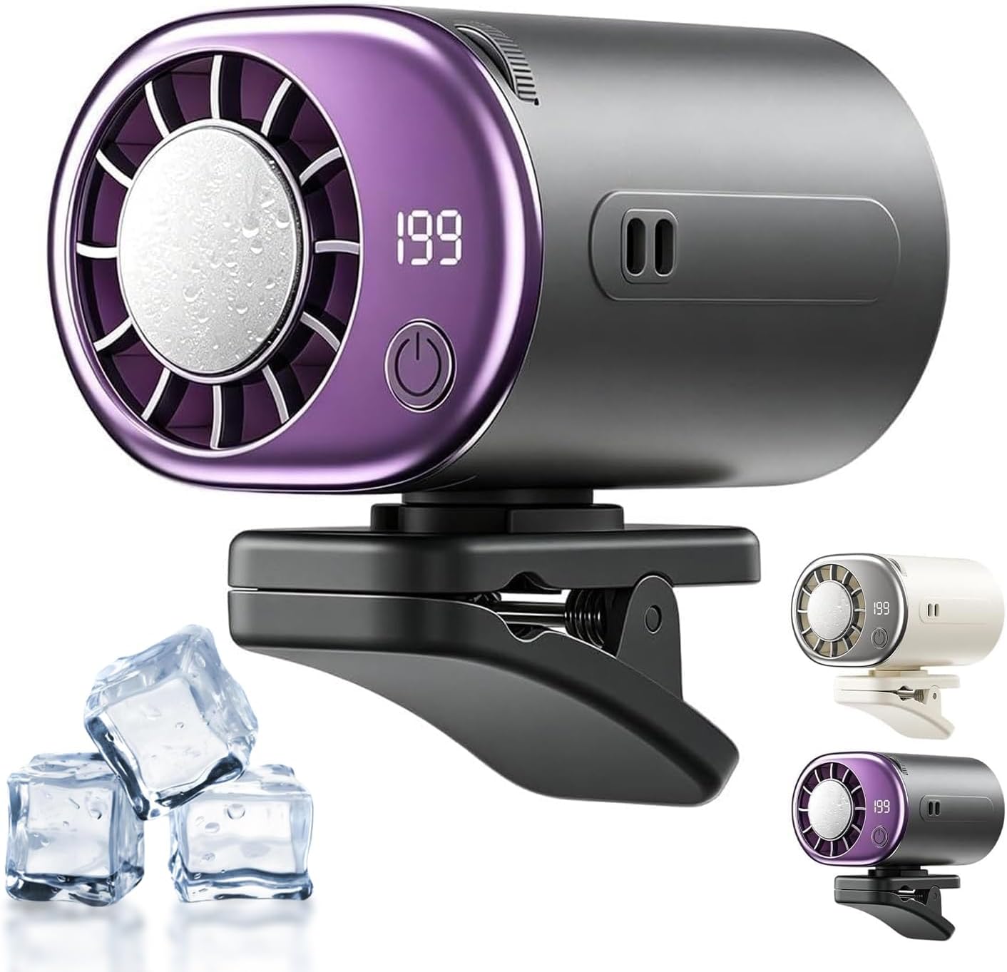 2026 Car Clip on Air Conditioner Fan with LED Display, Mini Cooling System for Auto Vehicle, Portable Clip On Air Conditioner for Cars, Work, Camping, 360° Rotation Adjustable,199 Speeds (Black)