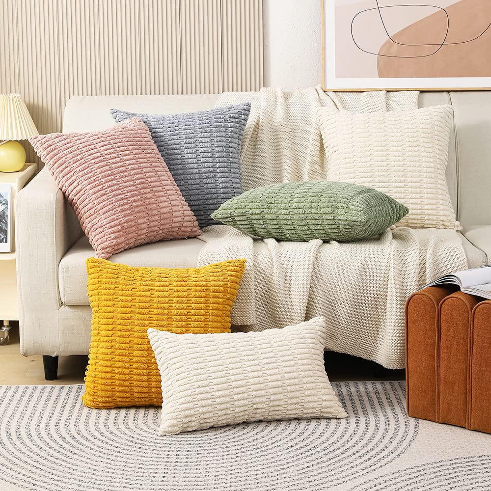 GYROHOME Federe Cuscino Velluto Con Pon Pon | Set Da 2 45x45 Cm | Morbide Decorazioni Per Divano E Letto