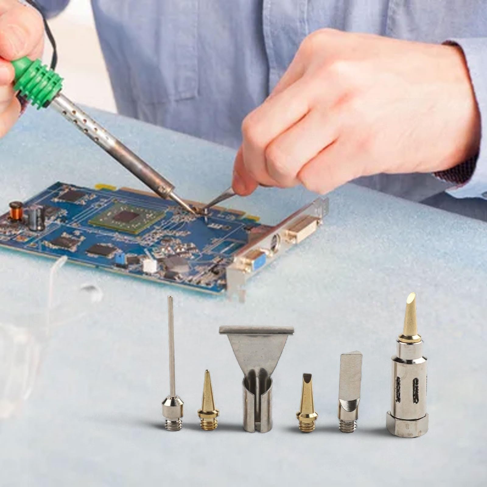 6 PCS Gas Soldering Iron Tips Metal Welding Head Kit,Professional Aerated Flame Nozzles Cordless Torch Heads Replacement Parts For HS-1115K