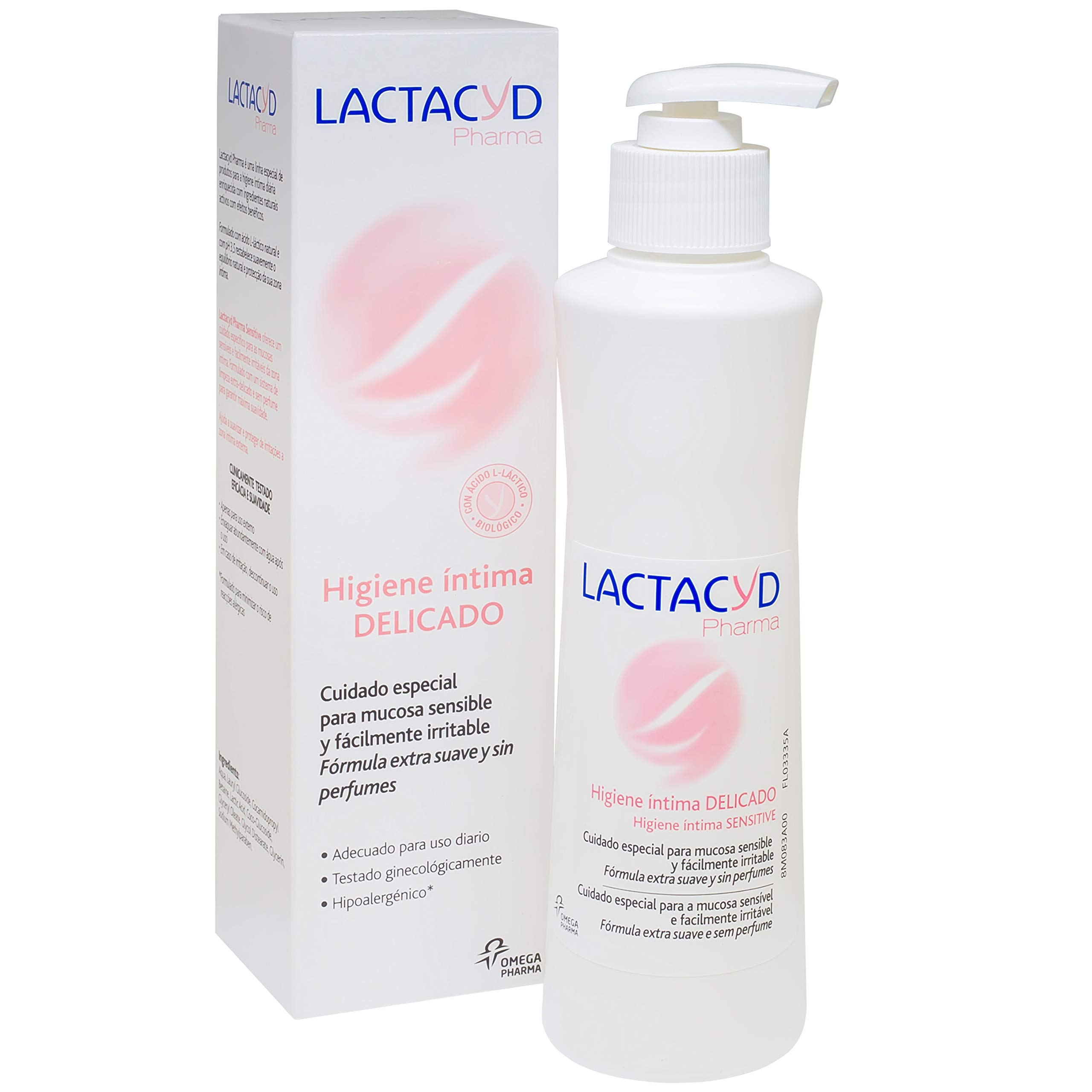 Lactacyd Pharma Delicado Cuidado especial de uso diario para mucosa sensible y fácilmente irritable, fórmula extra suave, hipoalergénica y sin perfumes, 250 ml