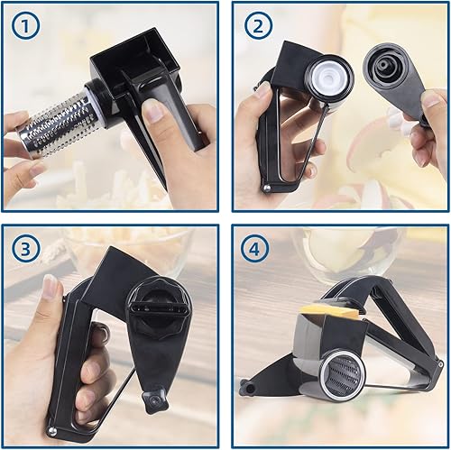 Vista 12 de Rallador de queso con asa, rallador de queso rotativo, verduras, chocolate, queso duro y rallador de nueces, blanco