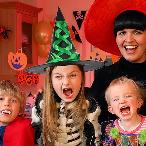 Miniatura 5 de SAFIGLE Sombrero de bruja de Halloween, escoba, cosplay, disfraz clásico de Halloween, escoba de bruja, sombrero de bruja, conjunto de disfraz para