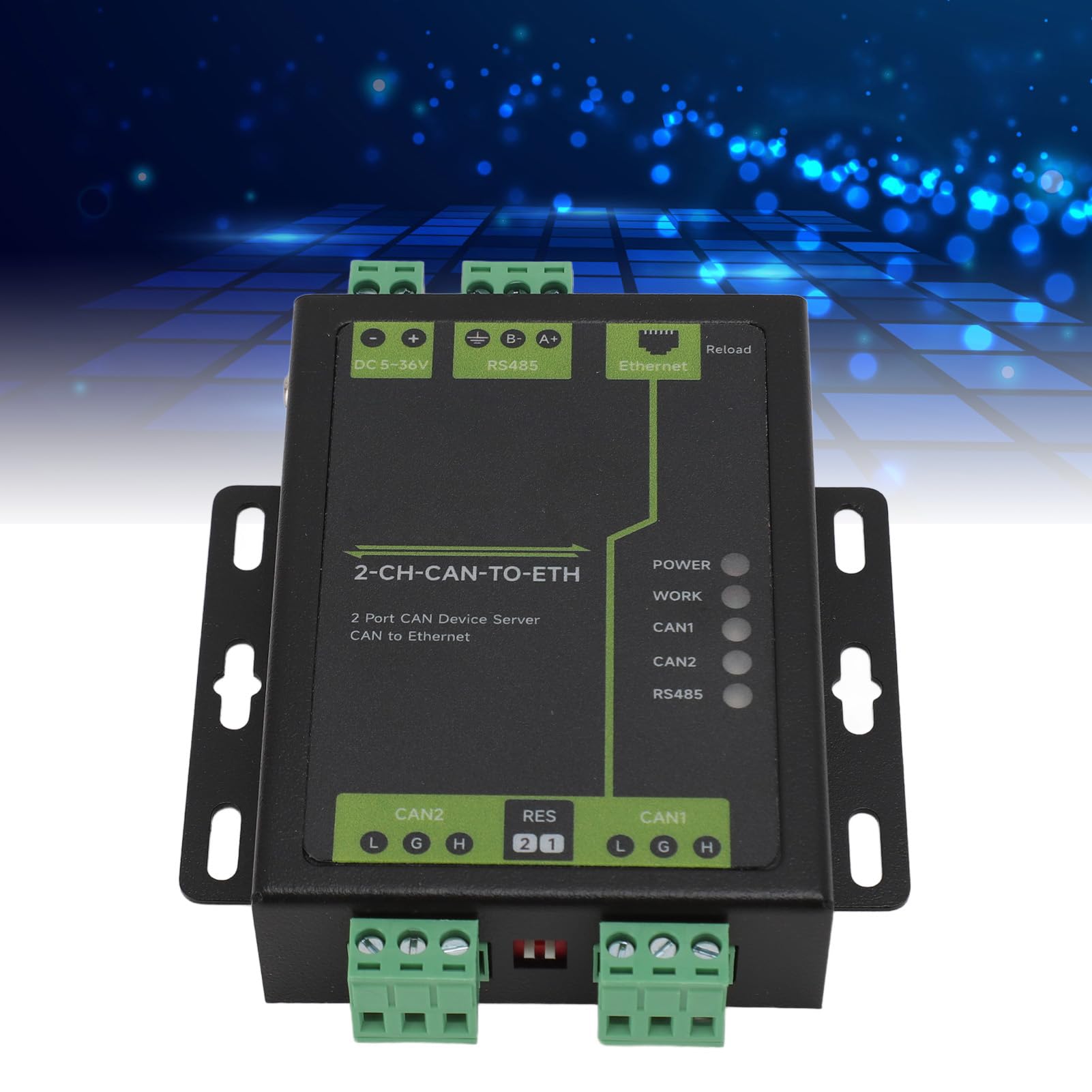 CAN to Ethernet Converter Module, 2 Ports CAN Device Server Industrial Grade TCP IP Protocol for Computer