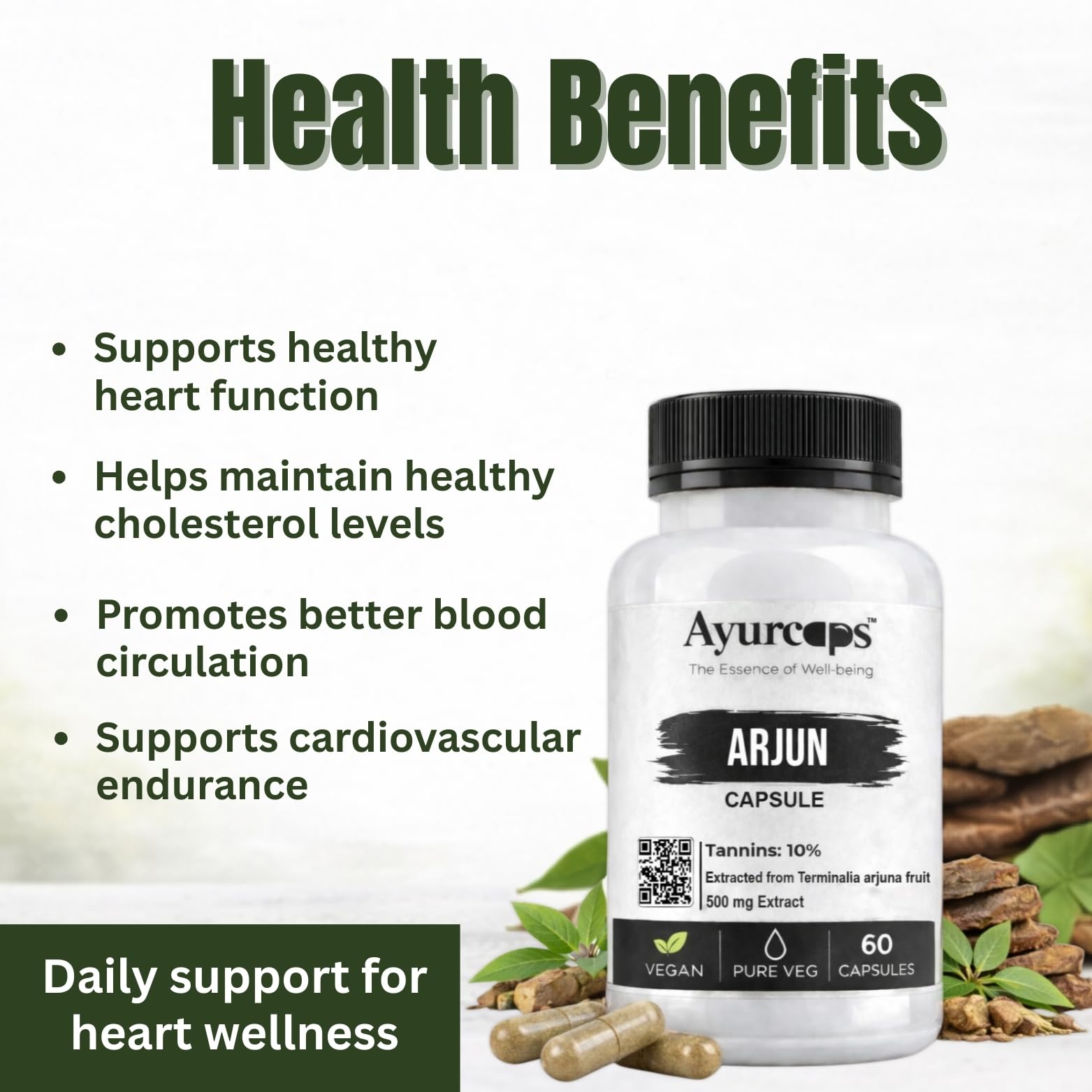 Arjun Capsules 500 Mg | 60 Vegetarian Capsules | Herbal Heart Support Supplement | Standardized Arjuna Extract | Ayurvedic Cardiovascular Wellness Formula — Amazon image 4