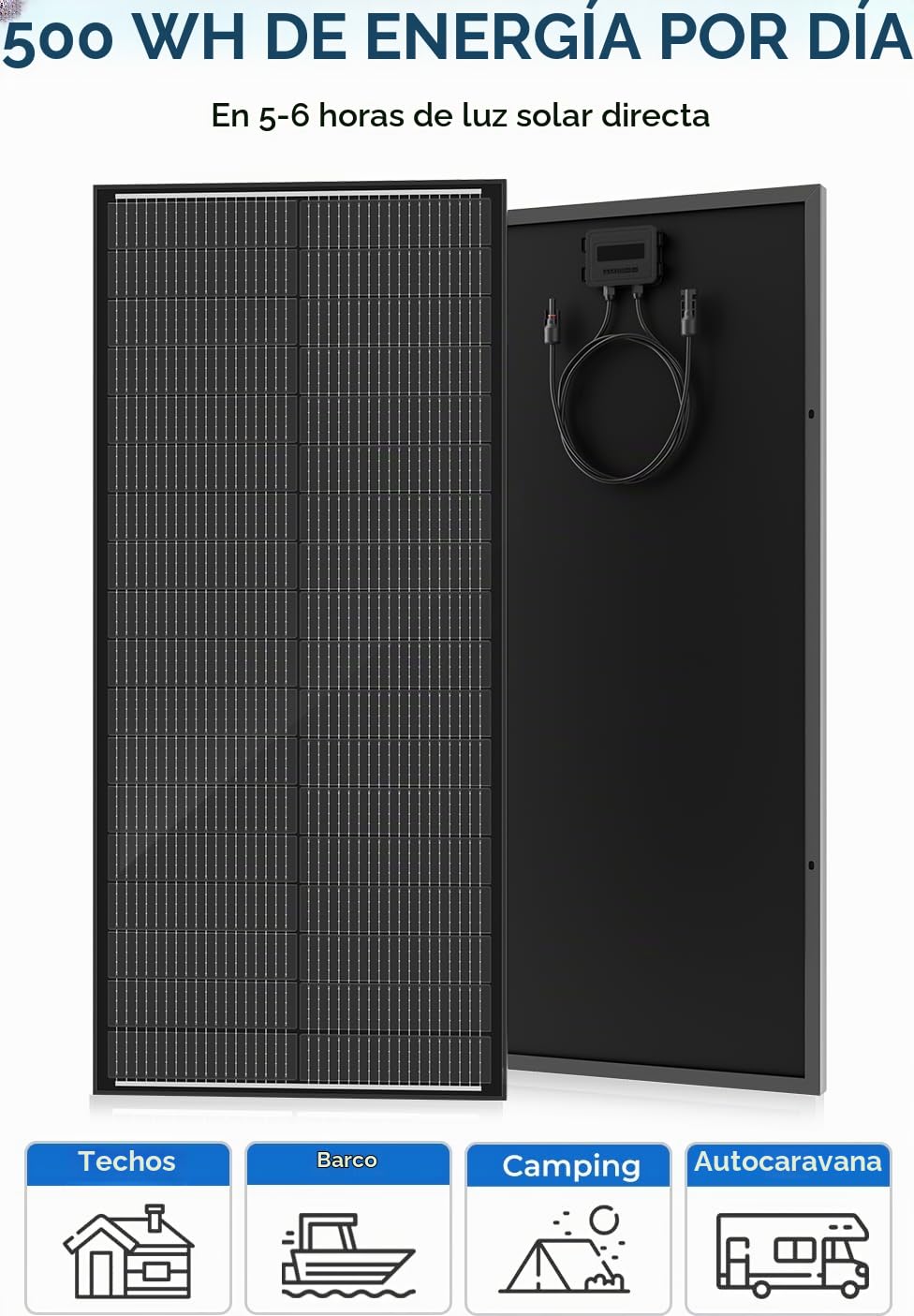 Módulo solar de 12 V, módulo PV, panel solar de 18 BB, paneles solares monocristalinos para caravana, balcón, cobertizo de jardín, barco (100w black) | Módulos fotovoltaicos monocristalinos tipo N 18BB para RV, marina, techo, granja, remolque, sistema fue