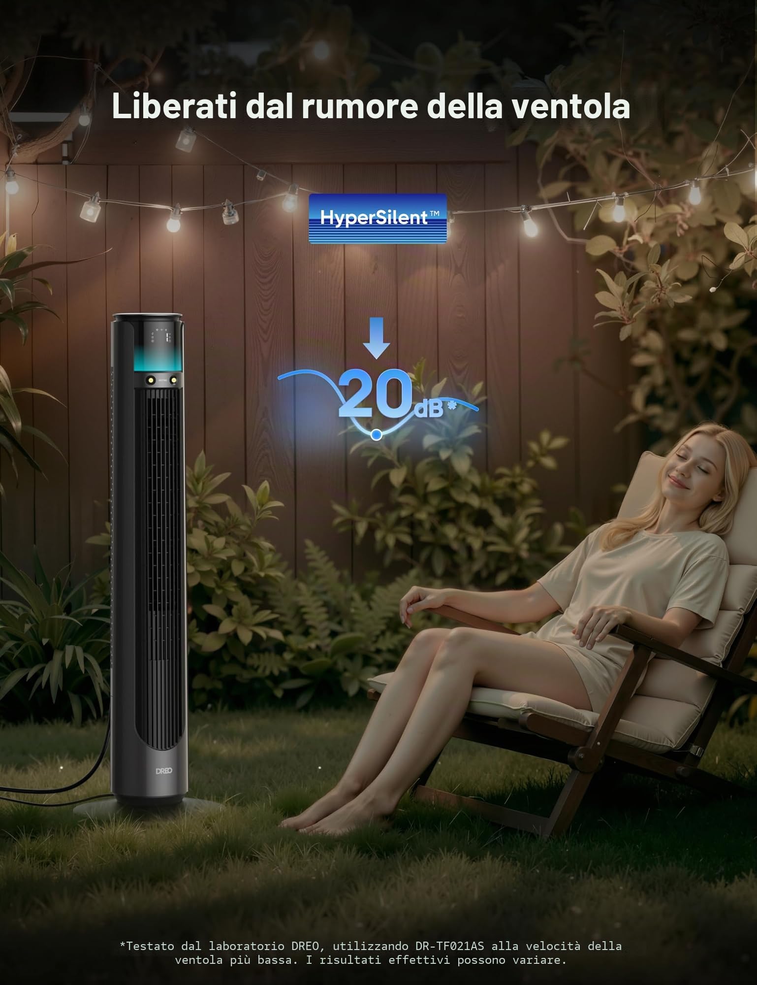 DREO TurboCool Outdoor 711AS - Ventilatore a nebbia per esterni, potenza 10 m/s, 12 livelli, 4 modalità, ventilatore intelligente a piantana, oscillazione a 150°, silenzioso 20 dB, motore DC