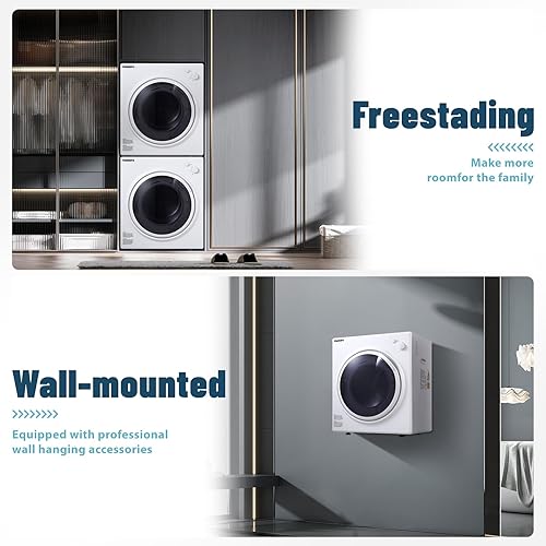 Miniatura 6 de Secadoras portátiles para lavandería de 15000 W, 3.5 pies cúbicos de ropa portátil con bañera de acero Stianless, secadora de ropa de carga frontal