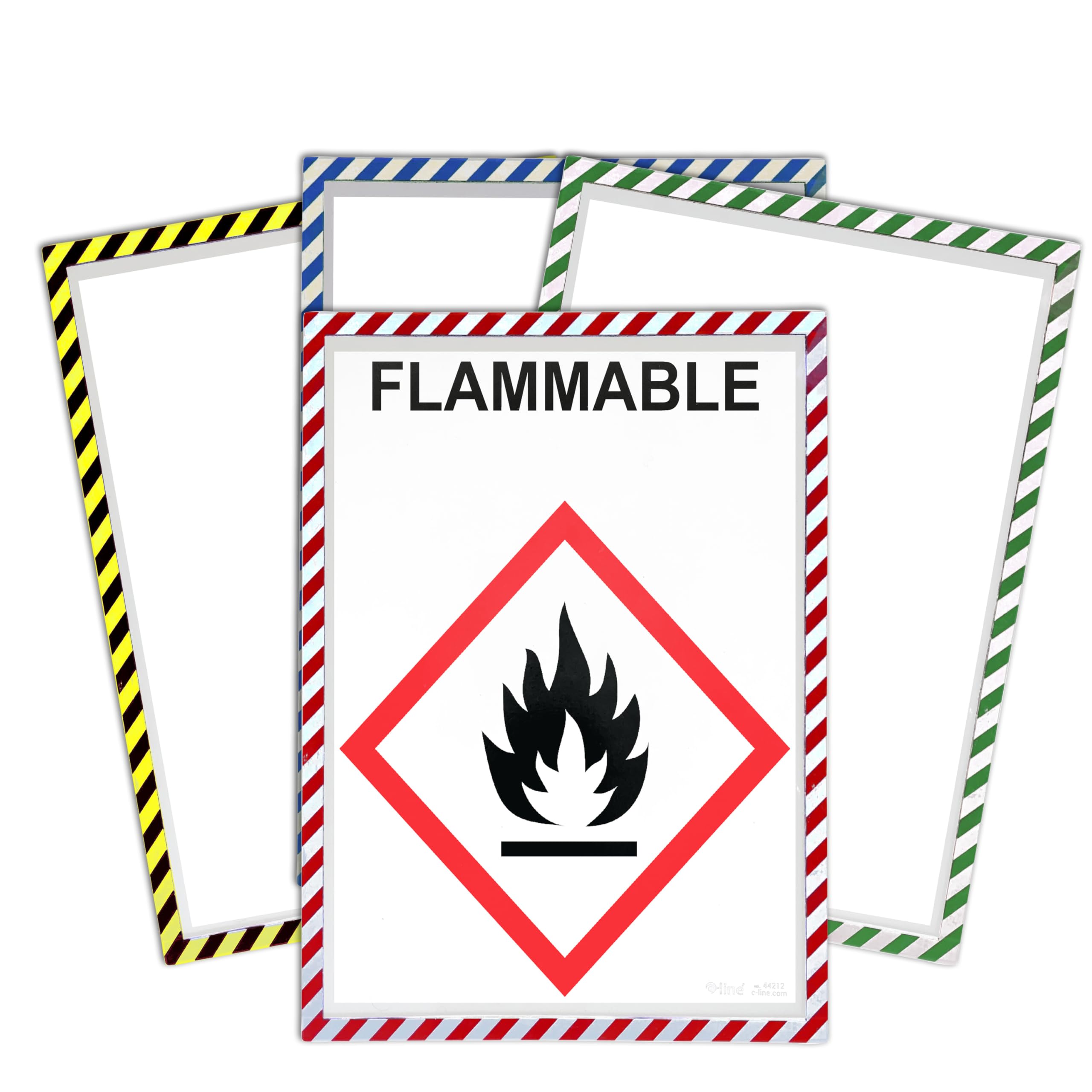 C-Line Magnetic Safety Striped Document Frame, Assorted, 6" x 9", 4/PK (44262)