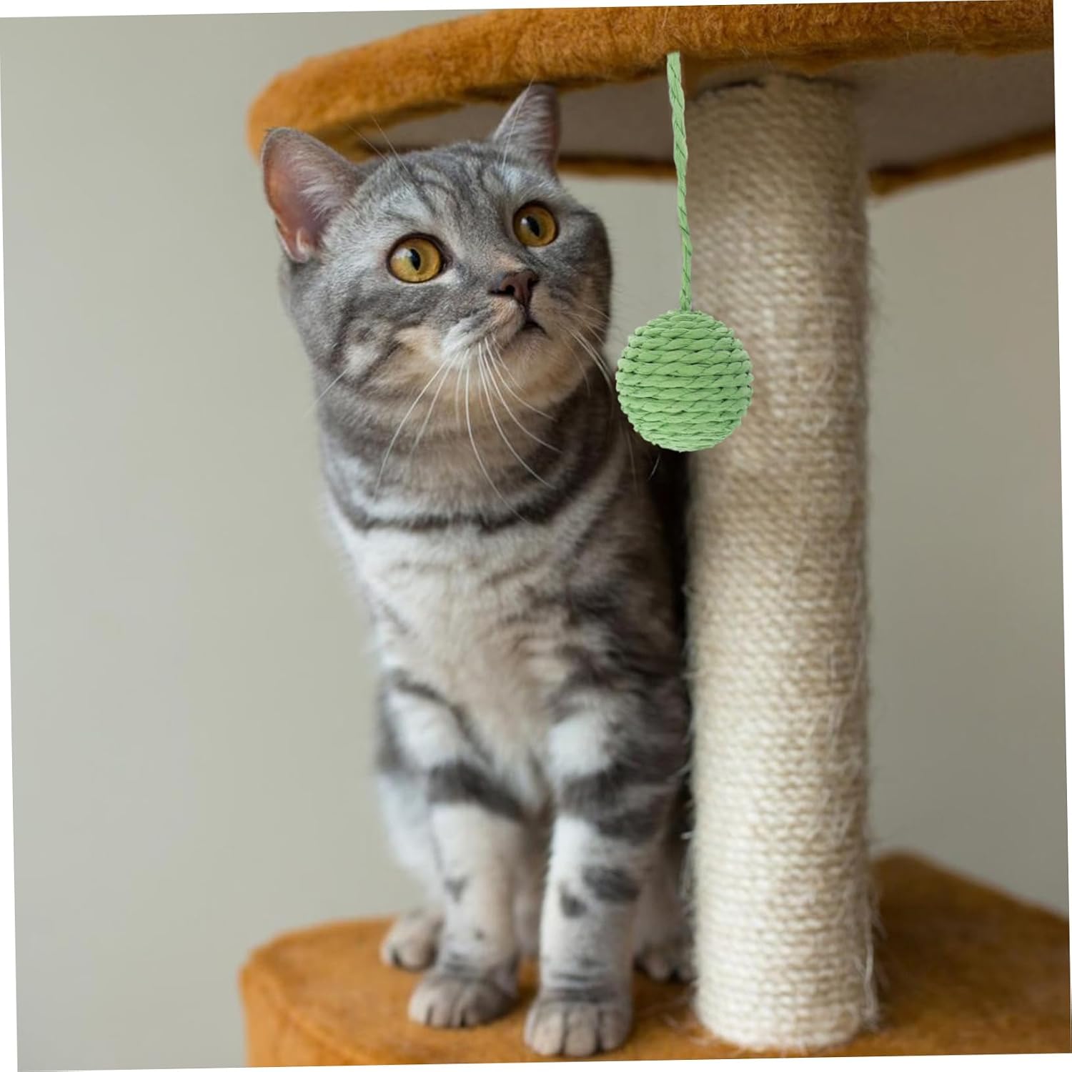 Cat Scratching Post Replacement Pole with Sisal Ball Toy Green image 4