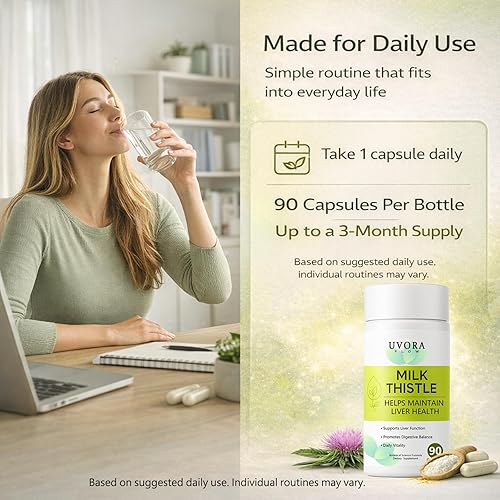Miniatura 6 de EBEHDOQ Uvora - Desintoxicación de cardo mariano, suplemento de hierbas prémium con extracto de cardo mariano y antioxidantes, apoya la salud del