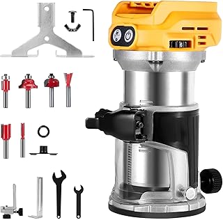 Enrutador inalámbrico compatible con batería Dewalt 20V MAX (batería no incluida), 6 velocidades, 800 W 30,000 RPM, incluy...
