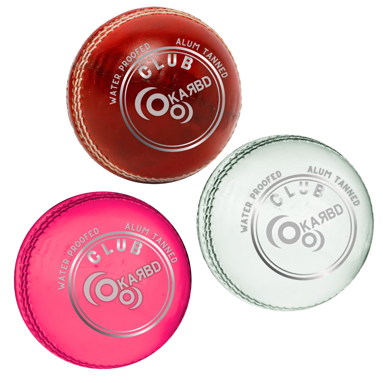 KARBD Cricket Ball Leather 4 Piece Professional Hand Stitching Waterproof Coating Season Ball for Tournament Club Matches (50+ Overs, Club White, Red & Pink, Combo Pack Set of 3) (B0CHVWQY3V) Amazon Price History, Amazon Price Tracker