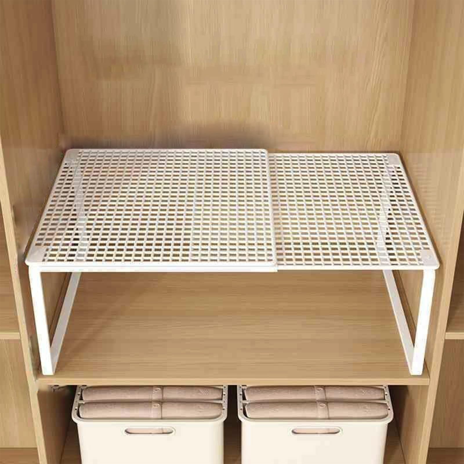 Organizer impilabile per armadio – Divisori in metallo allungabili per scarpiera, cucina e bagno, scaffale salvaspazio per casa, studenti, ufficio e famiglie, Diverse taglie (A(Bianco))