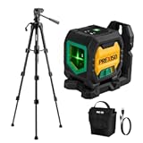 Laser Level with 47 Inch Tripod, IP54 Rechargeable 65Ft Green Cross Line Laser Self Leveling, Light Indicator, 3 Brightness Mode, Lazer Leveler Tool for Picture Hanging, Tile, Home Renovation