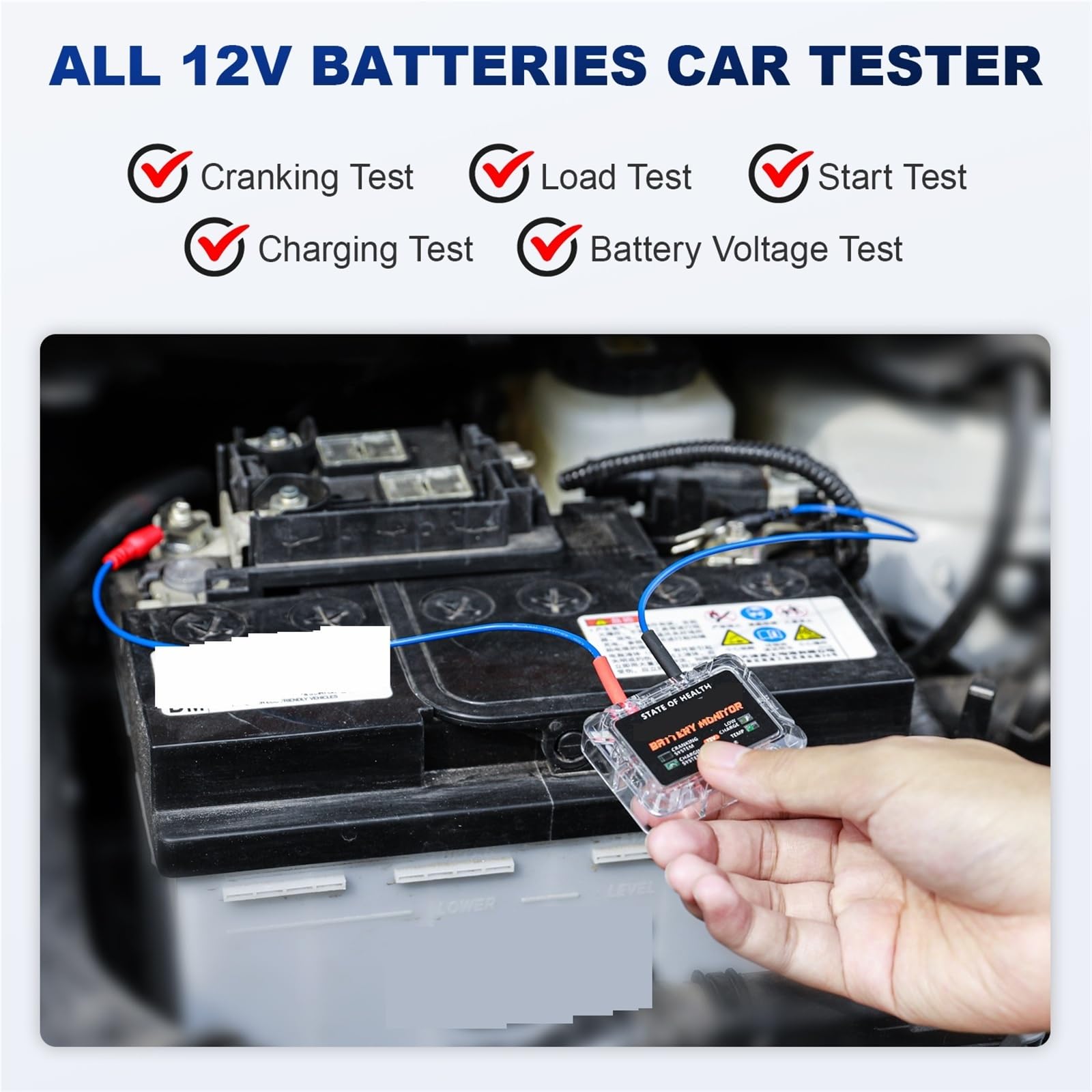Batterietester, 12V Auto Batterie Kapazität Tester Monitor LED Display Wasserdicht SOH SOC Batterie Gesundheit Analyzer Auto Tester Werkzeuge