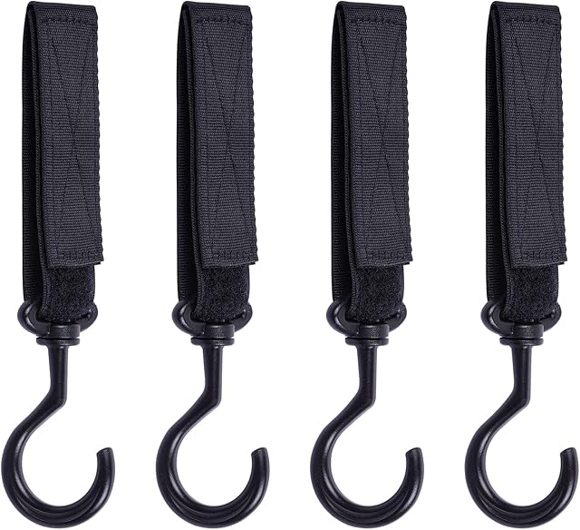 4 Pack Auto Hooks Car Seat Headrest Hook Holder, Wisdompro Multi-purpose Hanger Storage Car Accessories Interior Universal Organizer for Vehicle SUV Truck, Handbag, Purse, Coat, Grocery Bag - Black