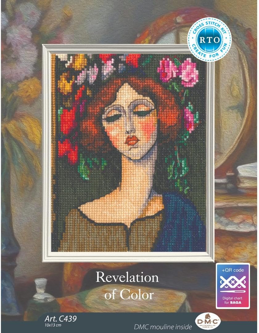 RTO Counted Cross Stitch Kit, Romantic Woman Portrait Design, C439 Revelation of Color