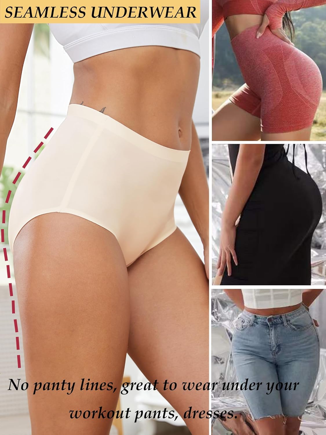 DingLu 4 Pack Women's Seamless Invisible Hipster Panties High Waist No Show Ladies Bikini Underwear,Also for Mom - Image 2