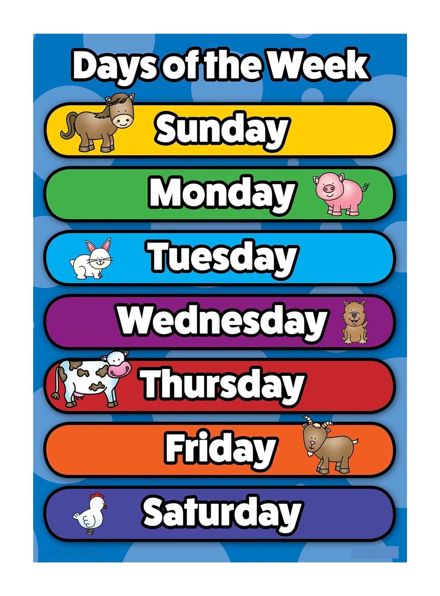 FOPURE Classroom Days of the Week Poster, Laminated Educational Chart for Preschool Kindergarten, Homeschool Decor Teacher Must Haves Supplies(Unframed,16x24inch(40x60cm))