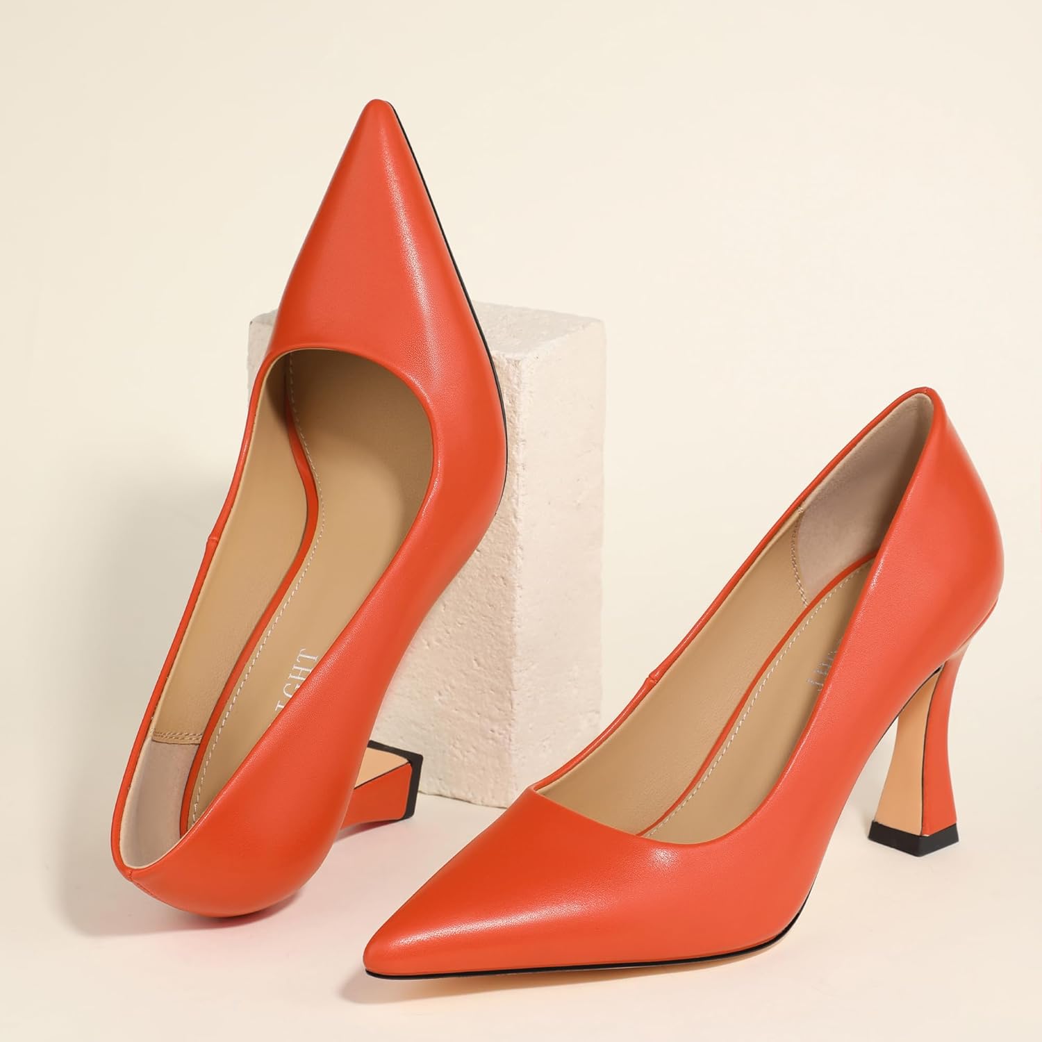 AMBELIGHT Women's Pointed Toe Stiletto Pumps 3.2 Inch High Heels Slip On Classic Comfort Dress Shoes for Wedding Party Office Work - Image 6