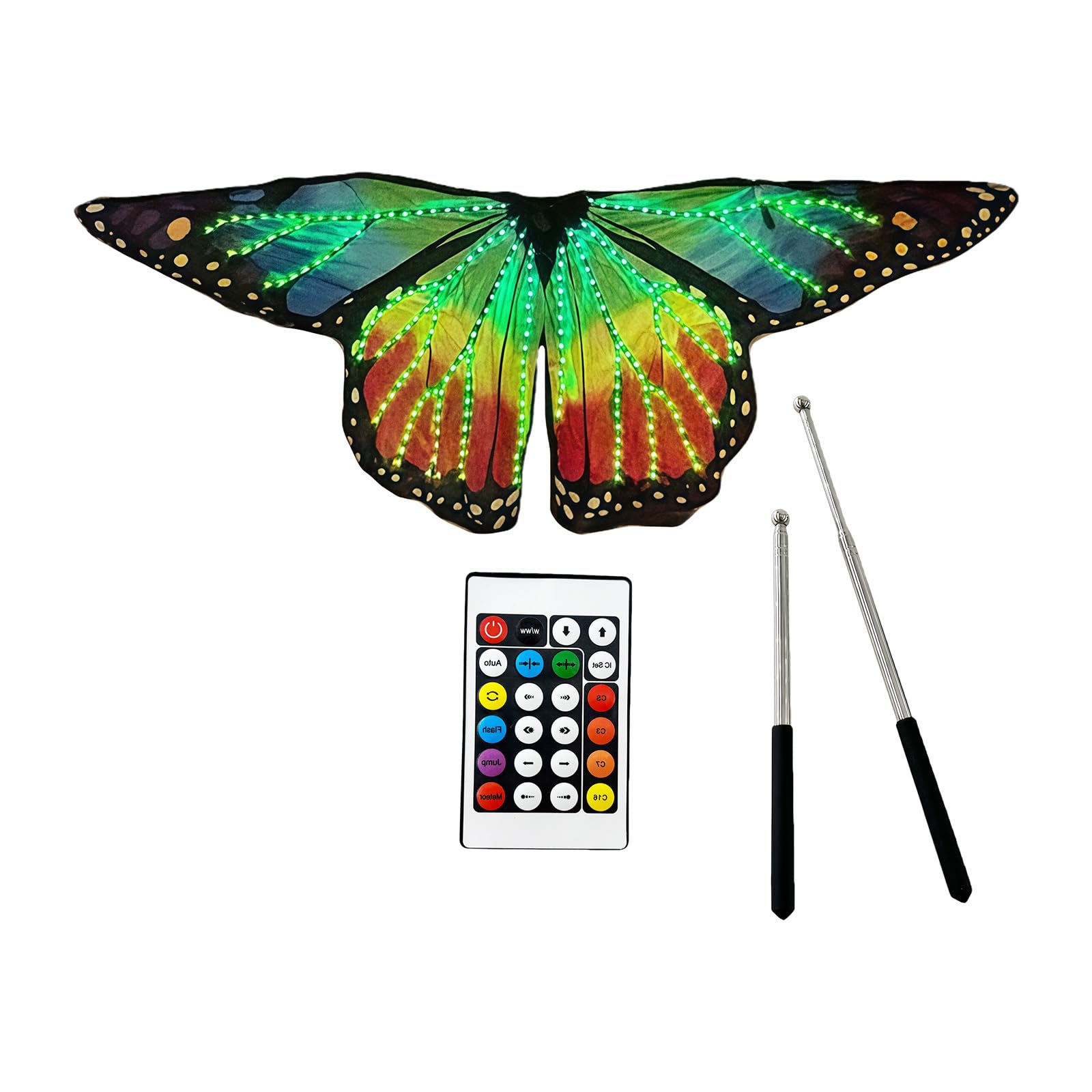 hogtnd Illuminated LED Butterfly Wings, Multicoloured Flashing Butterfly Outfit for Belly Dance Event, Halloween, Christmas, LED