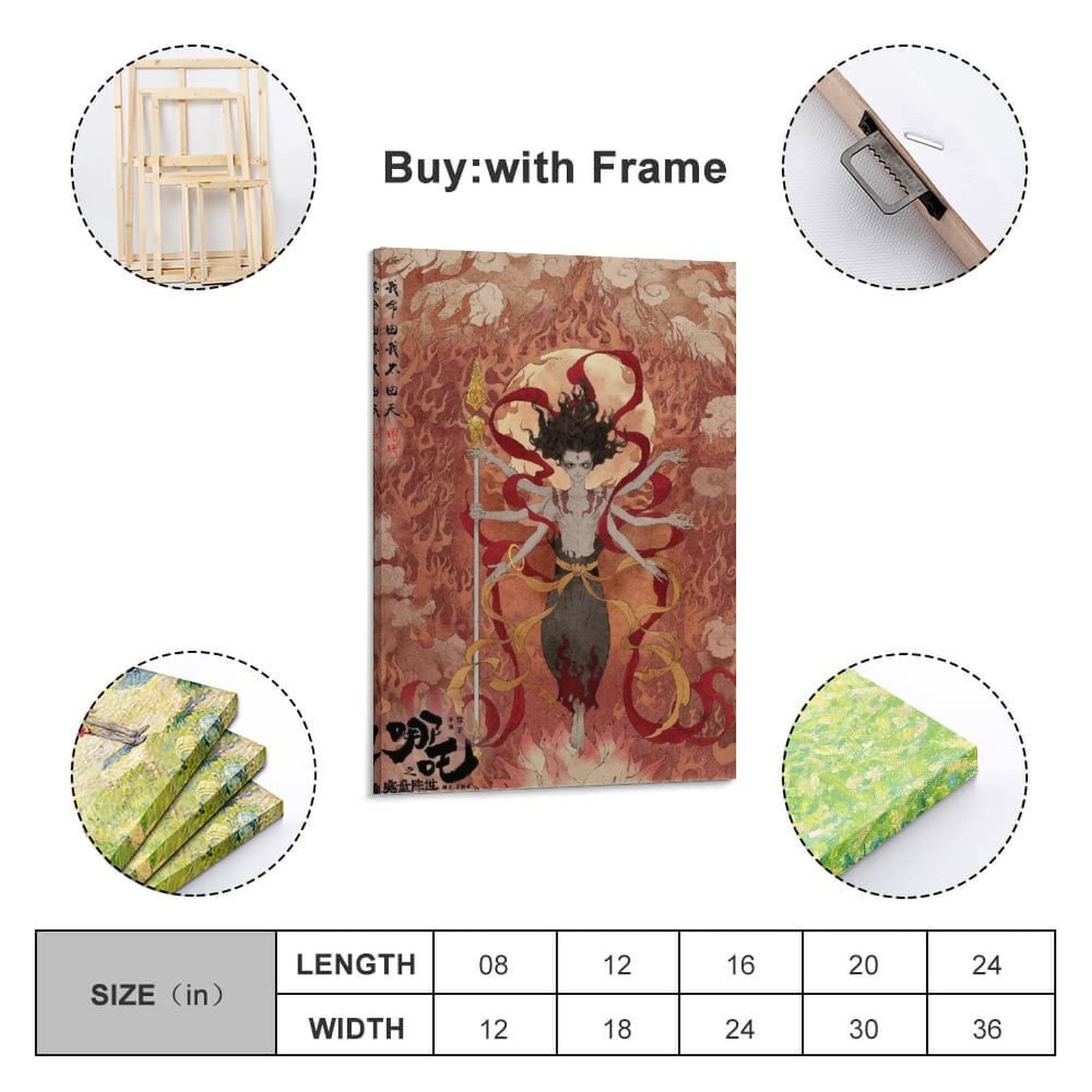 Poster con film anime, mito Nezha nascita del demone bambino, su tela, poster da parete e decorazione da camera da letto moderna per la famiglia, 60 x 90 cm