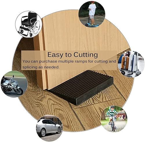 Miniatura 5 de Rampas de carga, rampa de umbral, rampa de umbral de elevación de 0.4-1.2 in, rampas de goma cortables, rampa de goma sólida antideslizante para